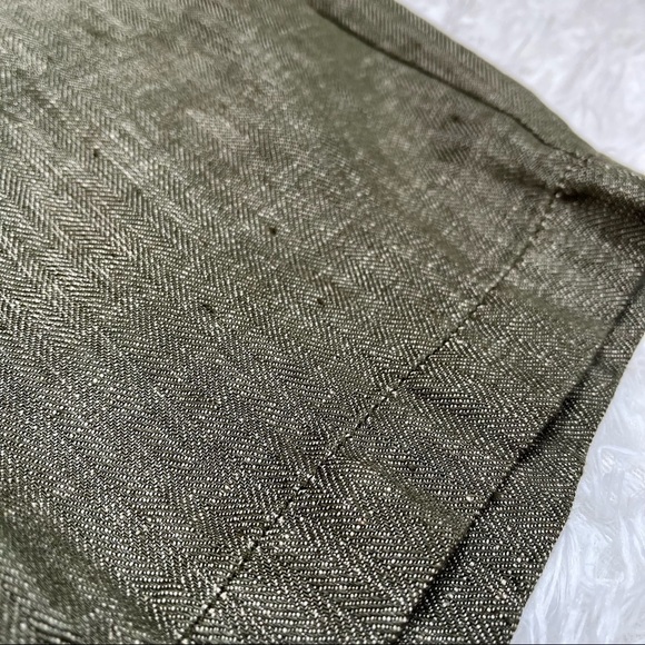 NWT 100% Linen Nifty Genius Olive Green Shorts, Size 28 - Picture 9 of 13
